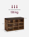 Pikkukuva 8 / 9: Rootz Vintage Brown kenkäpenkki säilytystilalla - Ottomaanit - Sisääntulopenkki - Lastulevyrakenne - Vaahtomuovipehmuste - Pellavakuori - 30,3 cm x 78
