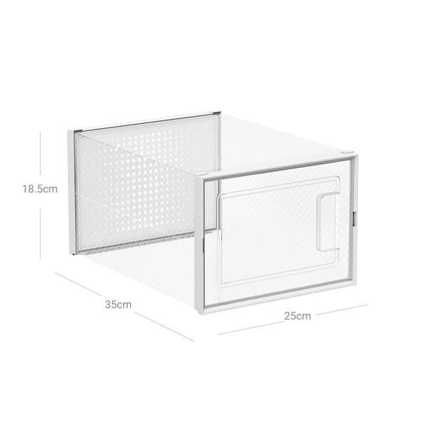 Rootz 18-pak skoæskesæt - klare opbevaringsspande - stabelbare beholdere - PP og PS materiale - Organiser sko - Pladsbesparende løsning - 35 cm x 25 c