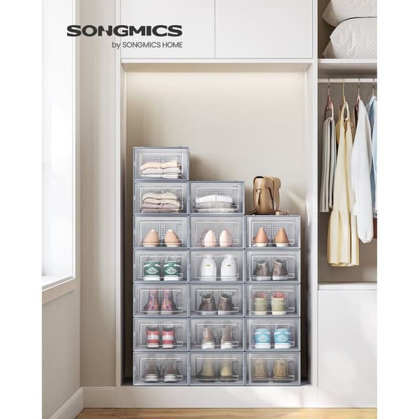 Rootz 18-pack skokartong - Förvaringsbehållare - Stapelbara lådor - Transparent grå - PP-material - ABS-ram - 33,5 cm x 23,2 cm x 14,3 cm - Organisera