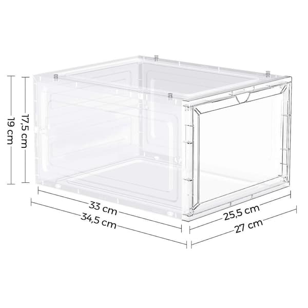 Rootz 12-osainen kenkälaatikon järjestäjä - Säilytyssäiliö - Pinottavat laatikot - PP- ja ABS-muovi - 27 cm x 34,5 cm x 19 cm