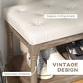 Miniatyrbillede 4 af 10: Rootz bænk med opbevaringsplads - Vintage skobænk - Gangbænk - Elegant design - Knapsyning - Gummitrætræ - 115 cm x 40 cm x 48 cm - Cremehvid