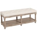 Miniatyrbillede 10 af 10: Rootz bænk med opbevaringsplads - Vintage skobænk - Gangbænk - Elegant design - Knapsyning - Gummitrætræ - 115 cm x 40 cm x 48 cm - Cremehvid