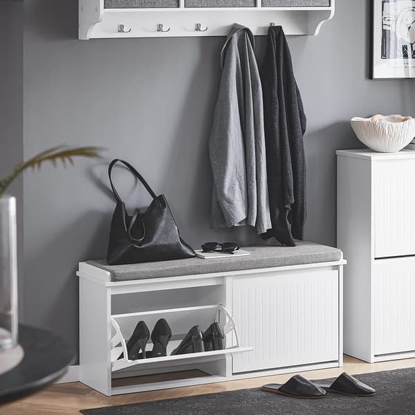 SoBuy Skobänk med dyna Bänk med skoförvaring FSR98-XL-W