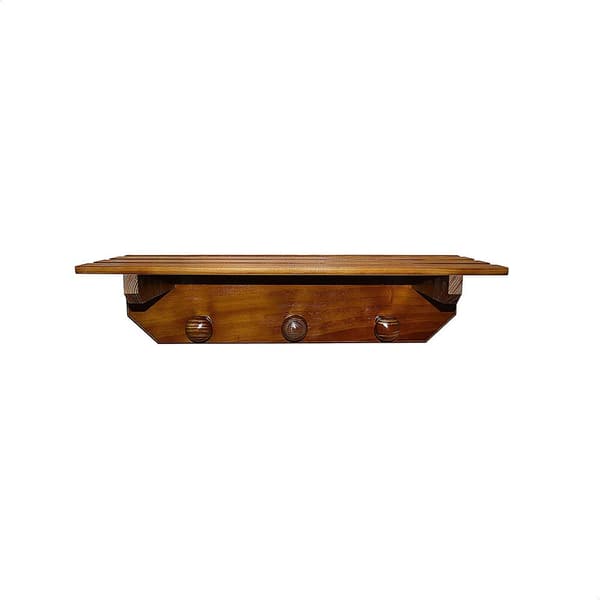 Wellhome Bøjle Og Hylde Med 3 Træknapper Valnøddefinis 55x22x16 Cm