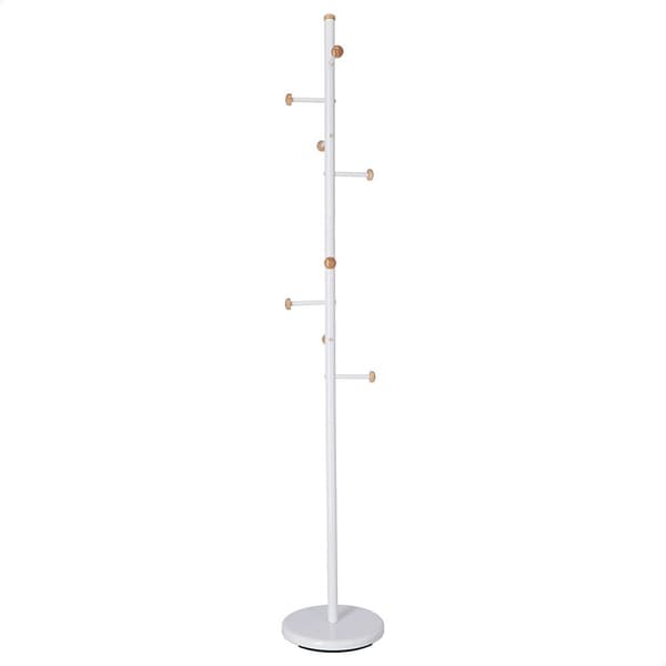 Wellhome Tasaisen Metallinen Naulakko Jossa On 6 Henkaria Ja 2 Koukkua Kummassakin 28.5x28.5x171 Cm