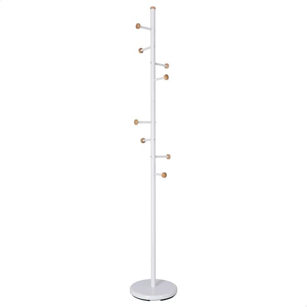 Wellhome Tasaisen Metallinen Naulakko Jossa On 6 Henkaria Ja 2 Koukkua Kummassakin 28.5x28.5x171 Cm