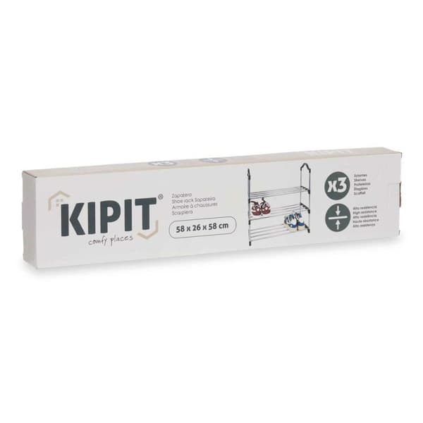 Skostativ Kipit 1064 Sølvfarvet 58 x 26 x 58 cm 3 Hylder