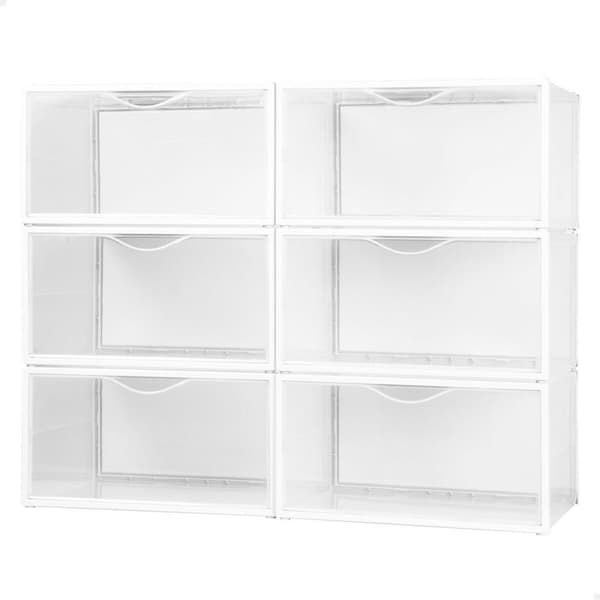 Stackable shoe box Max Home Hvid 6 enheder polypropylen ABS 35 x 18,5 x 27 cm
