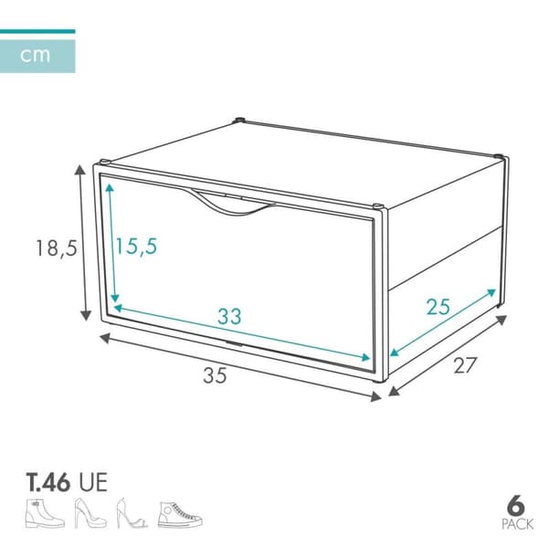 Stackable shoe box Max Home Hvit 6 enheter polypropylen ABS 35 x 18,5 x 27 cm