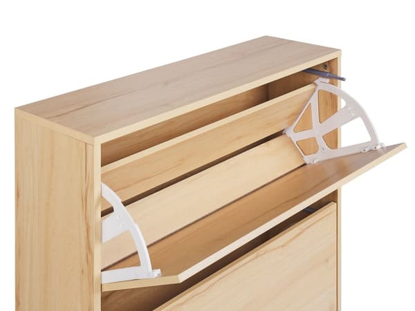 Skoskåp Ljust Trä Spånskiva Ben i Gummiträ 2 Lådor Modern Naturlig Design Hall