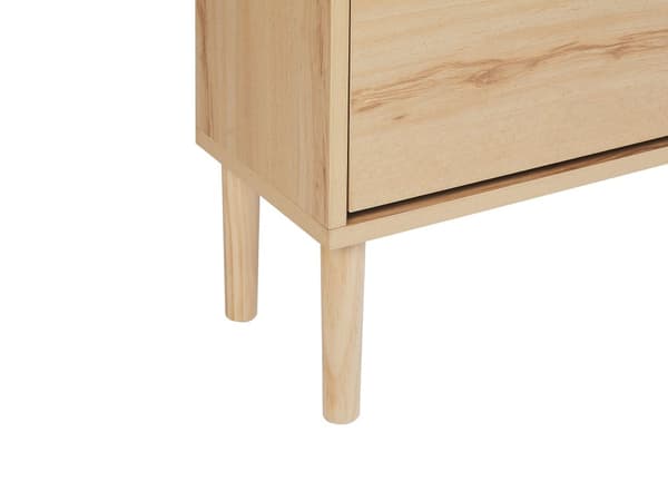 Skoskåp Ljust Trä Spånskiva Ben i Gummiträ 2 Lådor Modern Naturlig Design Hall