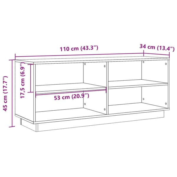 Tv-bänk vaxbrun 110x34x45 cm massiv furu
