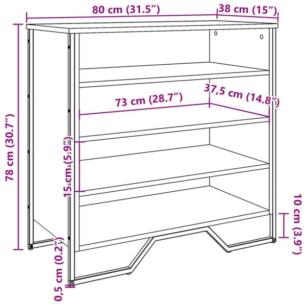 skoreol 80x38x78 cm konstrueret træ røget egetræsfarve