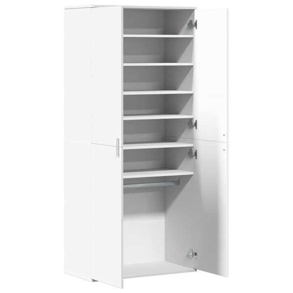 skoskab 80x39x178 cm konstrueret træ hvid