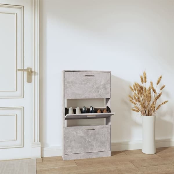 skoskab 59x17x108 cm konstrueret træ betongrå