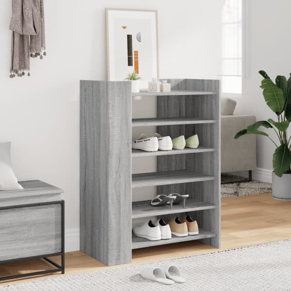 skoskab 74,5x37,5x100 cm konstrueret træ grå sonoma-eg