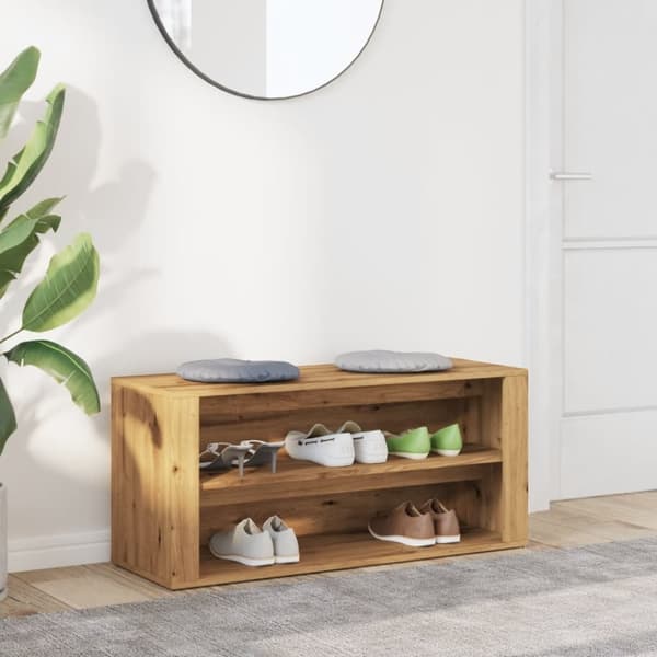 vidaXL skobænk 100x35x45 cm konstrueret træ kunsteg