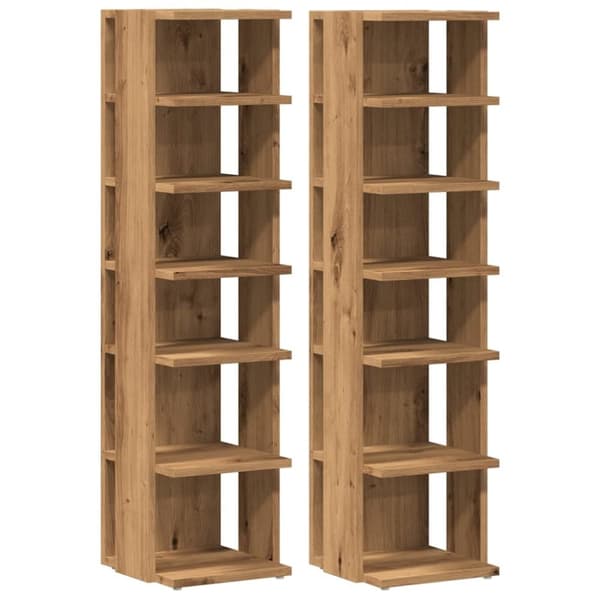 vidaXL Skohyller svart 2 stk artisan eik 28x27x102 cm konstruert tre
