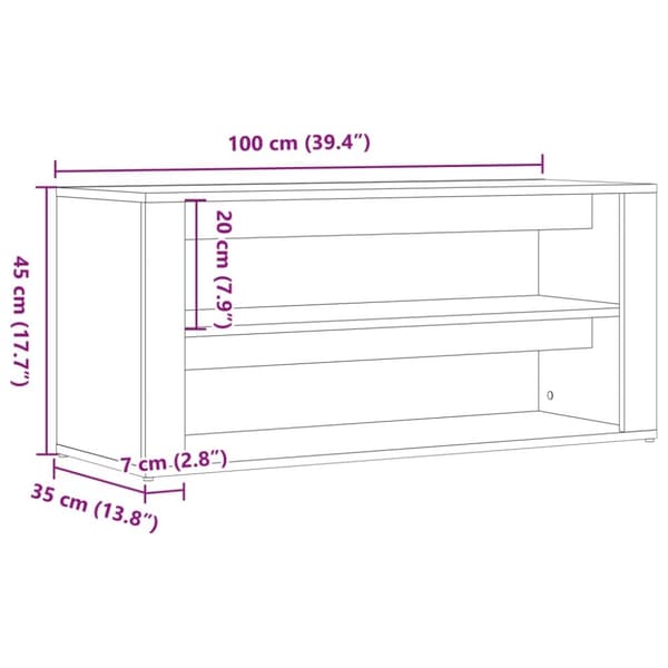 vidaXL Skohylle artisan eik 100x35x45 cm konstruert tre