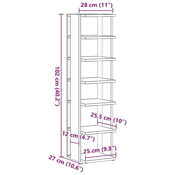 vidaXL Skoskåp ek 28x27x102 cm konstruerat trä