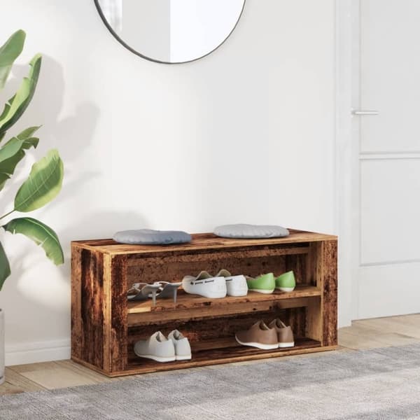 vidaXL skobænk 100x35x45 cm konstrueret træ antikt træ
