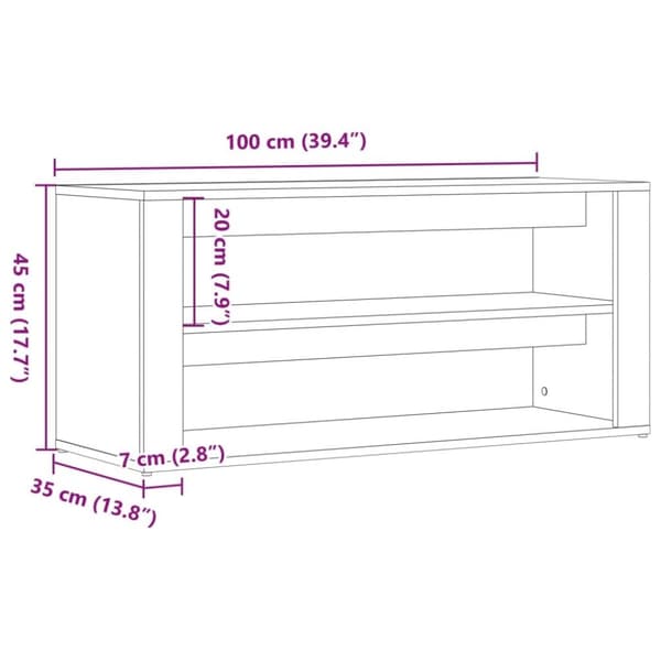 vidaXL skobænk 100x35x45 cm konstrueret træ antikt træ