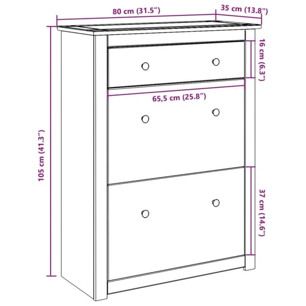 vidaXL Skoskap Panama 80x35x105 cm heltre furu