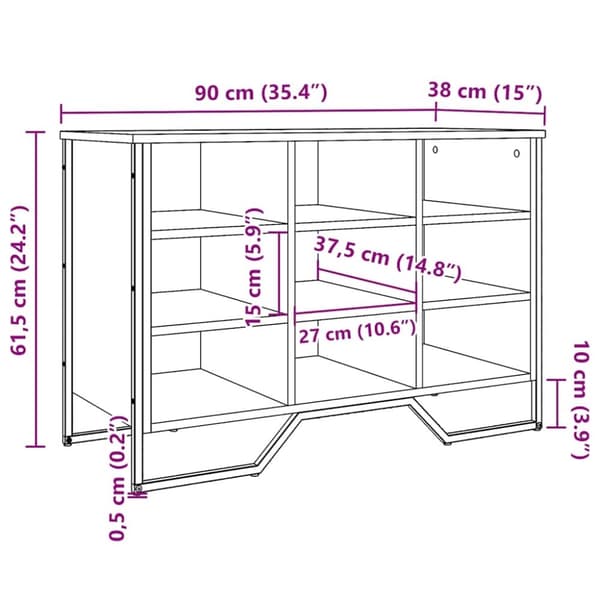 vidaXL Skoskåp sonoma-ek 90x38x61,5 cm konstruerat trä