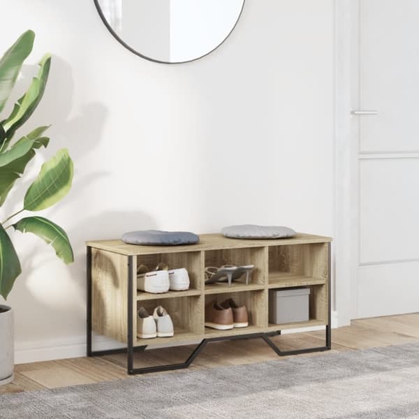 vidaXL Skohylle sonoma eik 90x38x45,5 cm konstruert tre