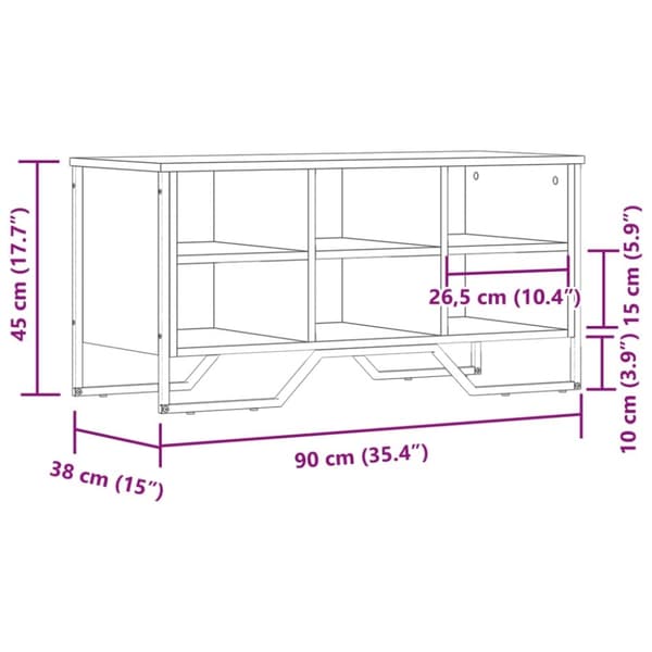 vidaXL Skohylle sonoma eik 90x38x45,5 cm konstruert tre