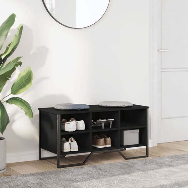 vidaXL Skoskap svart 90x38x45,5 cm konstruert tre