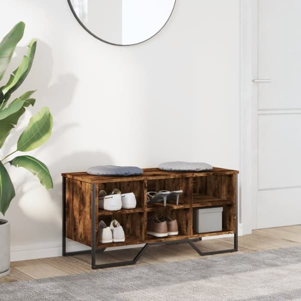 vidaXL skoreol 90x38x45,5 cm konstrueret træ røget egetræsfarve
