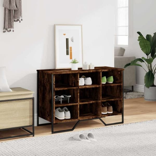 vidaXL Kenkäkaappi savutammi 90x38x61,5 cm tekninen puu