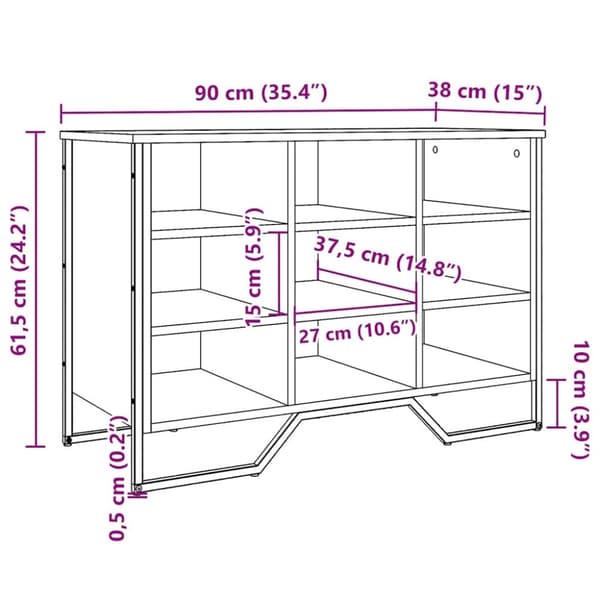 vidaXL Skoskåp svart 90x38x61,5 cm konstruerat trä