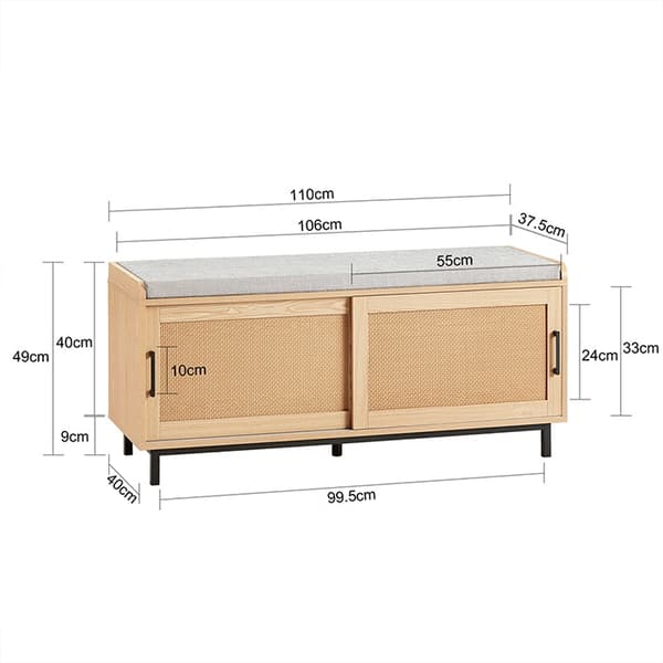Rootz Skoskab - Skostativ - Skoopbevaring - PVC Rattan - Industrielt look - 110cm x 49cm x 40cm