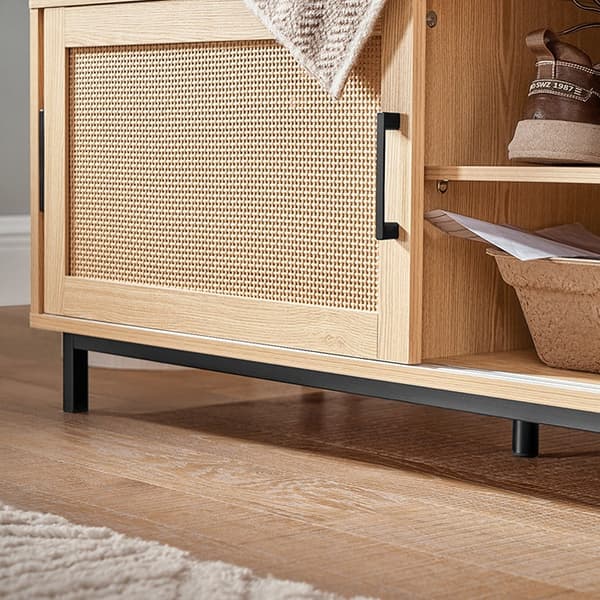 Rootz Skoskab - Skostativ - Skoopbevaring - PVC Rattan - Industrielt look - 110cm x 49cm x 40cm