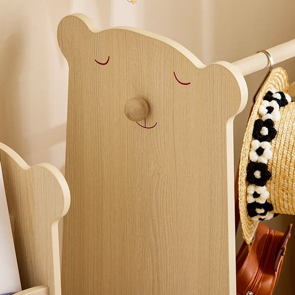 Rootz Kids Tøjstativ - Børnetøjsstativ - Hængestang - Massiv træstang - Skoopbevaring - 71 cm x 110 cm x 40 cm