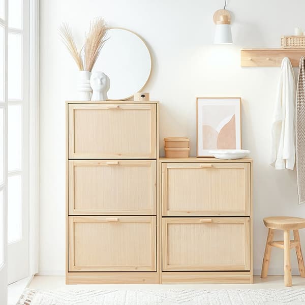 Rootz-kenkäkaappi - Bambukenkäteline - Kenkäsäilytys - Kallistuslukko - 60cm x 118cm x 24cm - Tyylikäs muotoilu - Homeenkestävä
