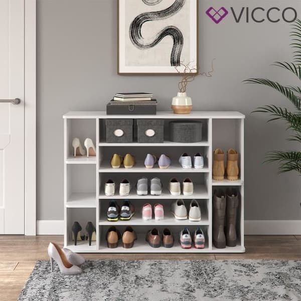 Vicco Levin skoskåp vit, skobyrå, skohylla, stövelfack, skoorganisator