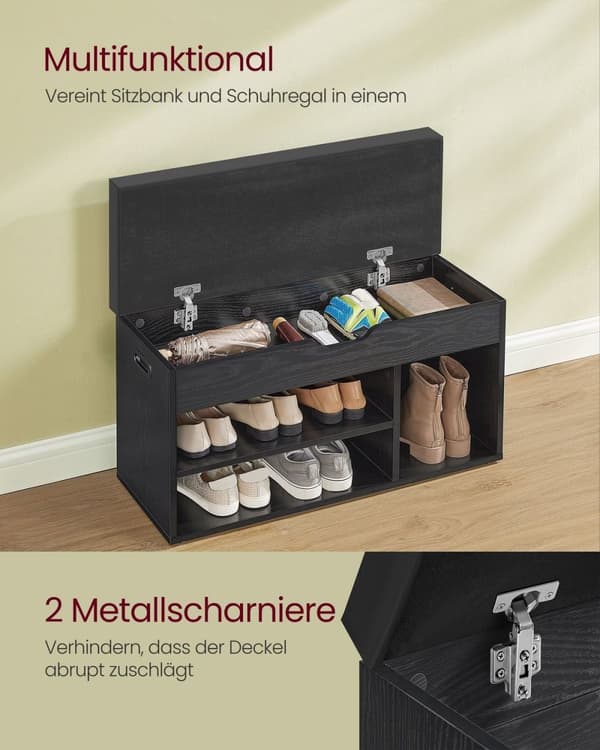 Rootz Shoe Rack bænk - Skoopbevaring - Entryway Organizer - Spånplade - PU læder - 30cm x 80cm x 44cm