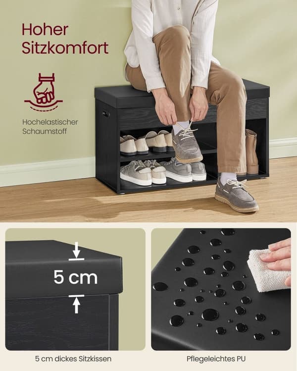 Rootz Shoe Rack bænk - Skoopbevaring - Entryway Organizer - Spånplade - PU læder - 30cm x 80cm x 44cm