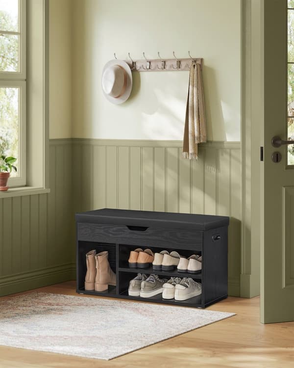 Rootz Shoe Rack bænk - Skoopbevaring - Entryway Organizer - Spånplade - PU læder - 30cm x 80cm x 44cm