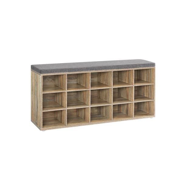 Rootz træskobænk - skostativ - opbevaringsbænk - spånplade og skum - 30 cm x 105 cm x 48 cm - 200 kg bæreevne
