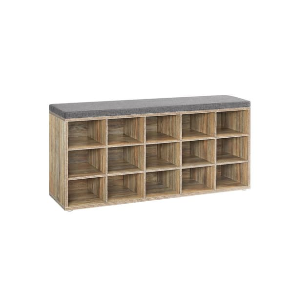 Rootz træskobænk - skostativ - opbevaringsbænk - spånplade og skum - 30 cm x 105 cm x 48 cm - 200 kg bæreevne