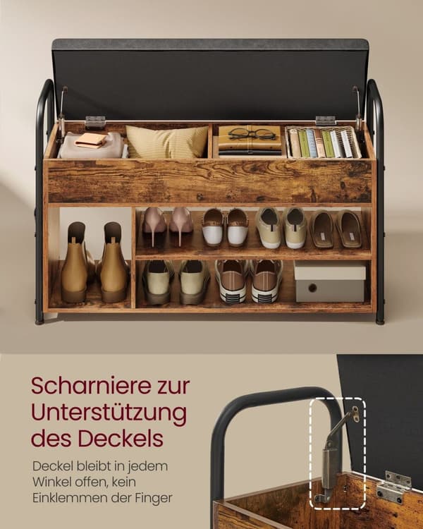 Rootz Shoe Bench - Entryway Organizer - Skostativ - Spånpladekonstruktion - 30 cm x 100,6 cm x 62,5 cm