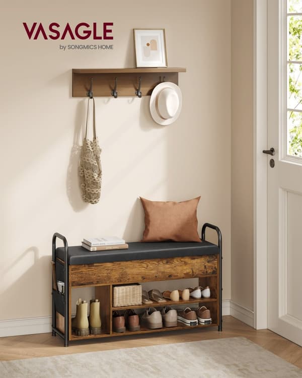 Rootz Shoe Bench - Entryway Organizer - Skostativ - Spånpladekonstruktion - 30 cm x 100,6 cm x 62,5 cm