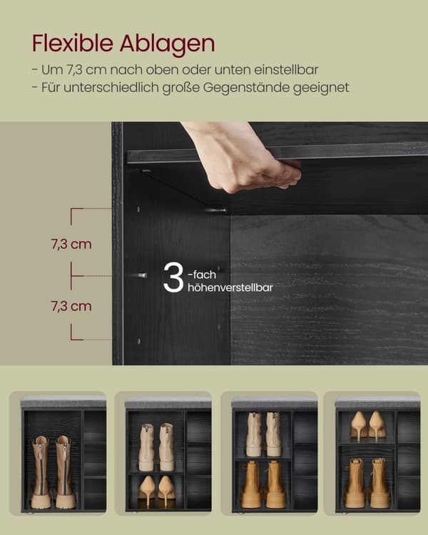 Rootz Skobänk - Entrébänk - Förvaringsbänk - Spånskiva - Skum - Imiterat linneöverdrag - 30cm x 104cm x 48cm