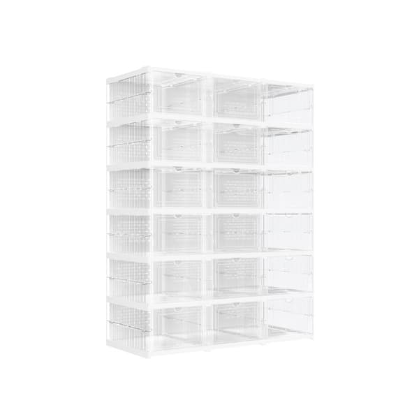 Rootz Cloud White Shoe Cabinet Sæt - Sammenklappelig skoorganisering - Opbevaringsløsning - PP og PS plastik - 35,5 cm x 25,5 cm x 105 cm