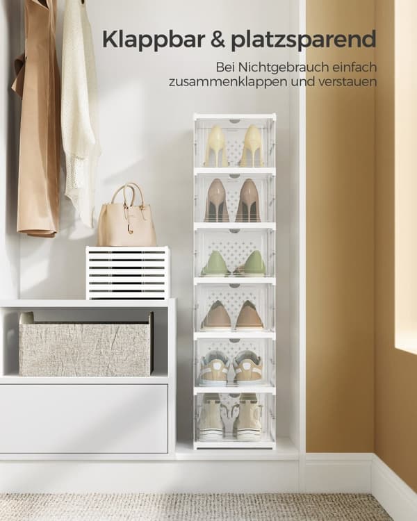Rootz Clear White Skoskab - Opbevaringsorganer - Stabelbare æsker - PP plast - PS plast - 35,5 cm x 25,5 cm x 105 cm