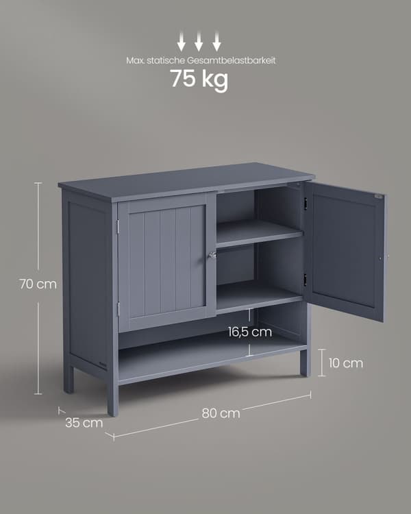 Rootz skoskab - Entryway Organizer - Skoopbevaring - MDF-konstruktion - 35 cm x 80 cm x 70 cm - Skifergrå - 19,4 kg - 75 kg Kapacitet